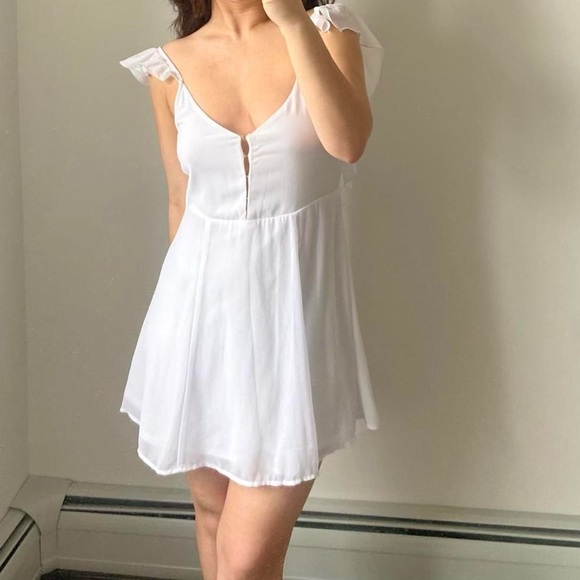 Show Me Your Mumu Ivory White Flutter Low Back Mini Dress - Picture 2 of 7